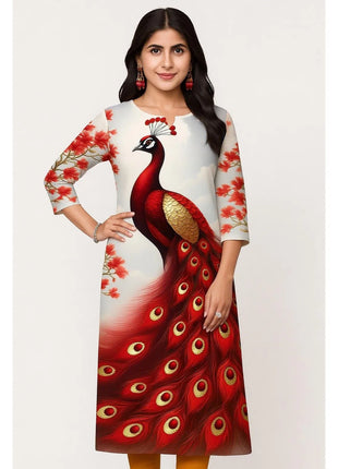 Muslim Peacock Kurtta Women's Casual Fashion Dress Long Sleeved Straight Tube Casual Ethnic Flower Abaya Musulmane Modest Dress
