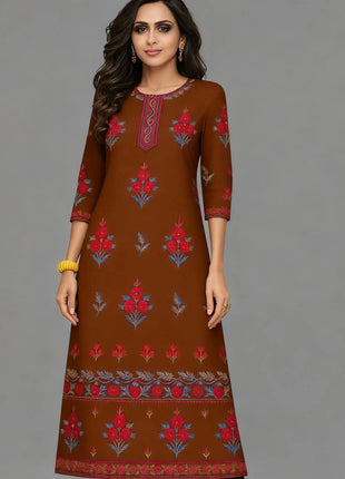 National style Women's Kurtta Casual Fashion Dress Slit hem Kurtta Tube Casual Ethnic Abito Donna Musulmana Girls Prayer Dress