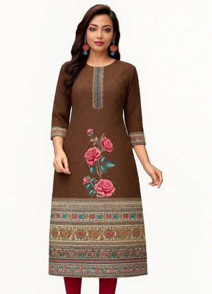 Muslim Dress Kurt Women's Fashionable Elegant Straight Tube Casual Peacock National Style Pattern Noble Skirt Muslim Slit hem