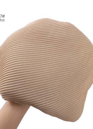 New Breathable Soft Solid Color Silver Silk Crumpled Shiny Pleated Shawl Women's Hair Towel Scarf One Piece Dropshipping