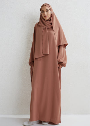 Muslim Abaya Prayer Dress One-piece Hooded Smocking Sleeve Islamic Clothing Women Jilbab Dubai Saudi Black Robe Turkish Modesty