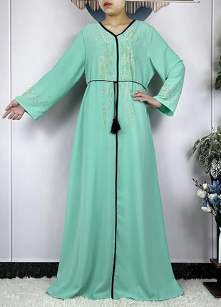 New African Abayas For Women Long Sleeved Chiffon Loose Femme Elegant Robe Dubai Islam Fashion Party Evening Dresses With Scarf