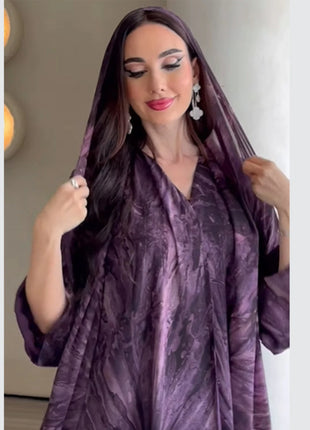 Eid Abaya for Women Print Cardigan Scarf Set Muslim Dresses Ramadan Morocco Dubai Jalabiya Kaftan Vestidos Arab Long Robe 2025