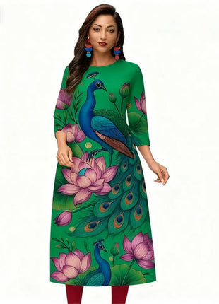 Muslim Dress Kurt Women's Fashionable Elegant Straight Tube Casual Peacock National Style Abito Donna Musulmana