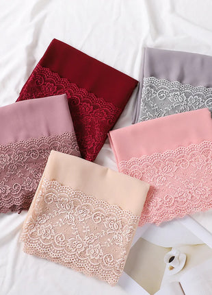 Women Hijabs Muslim Scarf Summer New Pearl Chiffon Lace Solid Color Lady Head Scarf Malaysia Tourism Shawl Turban Wrap Wholesale