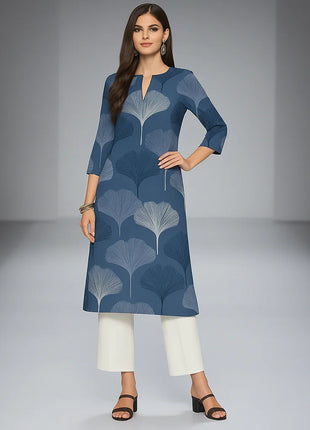 Muslim Women Kurt Casual Dress Long Sleeve Straight Casual Ethnic Flower Mandarin Flowers Regular Size 3D Design Suitable