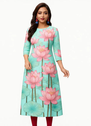 Muslim Dress Kurt Women's Fashionable And Elegant National Style Slit Hem Straight Tube Casual Color Pattern Abaya Luxury