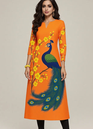 Muslim Women's Kurt Casual Fashion Dress Straight Tube Casual Ethnic Flower Muslim Fashion Long Sleeve Dresses National Style