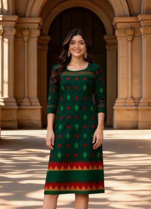 Muslim Peacock Kurtta Women Casual Fashion Dress National style Straight Tube Casual Ethnic Abito Donna Musulmana Turkish Abaya
