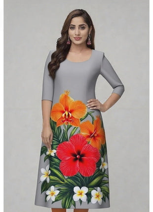 Muslim Kurtta Women's Casual Fashion Dress National style Straight Tube Casual Ethnic Flower Kaftan Moroccan Slit hem Robe