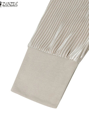 Fashion Autumn Long Sleeve Pleated Sundress 2024 ZANZEA Muslim Abaya Robe Femmme Women Patchwork Maxi Dresses Casual Vestidos