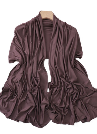 Luxury Wavy Edge Jersey Hijab for Women Solid Color Milk Silk Scarf Headscarf Autumn Shawl Stretchy Chiffon Scarf Ramanda