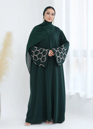 2025 Middle Eastern Islam Outfit for Muslim Women Luxury Dubai Modest Abaya Dress Eid Arabic Cardigan Plain Turkey Kaftan Robe