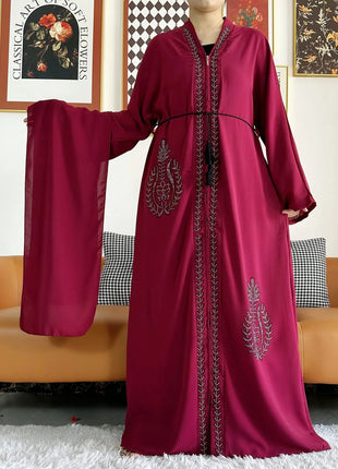 2024 Summer Women Elegant Dresses Dubai Party Outfits Long Sleeve Chiffon Dashiki Muslim Women Robe Open African Abaya Clothing