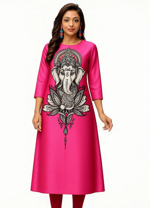 Dress Kurtta Women Fashionable Straight Tube Casual Bright Slit hem Flowers Patterns Robe Arabe Robe Traditionnelle Arabe Muslim