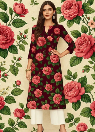 Muslim Kurt Women's Fashion Comfortable Dress Long Sleeve Straight Tube Casual Ethnic Flowers Regular Size New Dress
