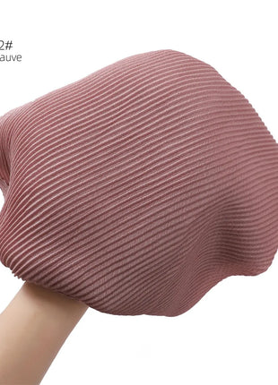 New Breathable Soft Solid Color Silver Silk Crumpled Shiny Pleated Shawl Women's Hair Towel Scarf One Piece Dropshipping