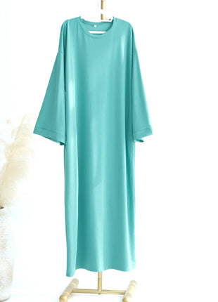 2024 New Modest Dress Solid Color Inner Dresses Muslim Women Dubai Abaya Eid Ramadan Islam Clothing Turkey Arabic Robe