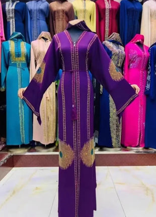 Elegant African Large Size Women's Dress No Zipper Commuting Luxury Wedding High Waist Loose Waist Long Sleeve round Neck Dress