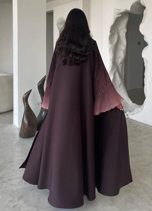 Open Front Abaya Muslim Flare Sleeve Casual Arabian Abayas Middle-East Elegant Turkey Kaftans Women Jilbabs Islamic Maxi Dresses