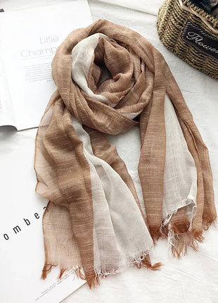 Thin Scarf Shawl New Cotton and Linen Women's Solid Color Sunscreen Muslim Headband Israel Saudi Arabia Japanese South Korea