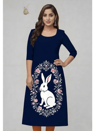 National style Kurt Women's Fashion Comfortable Slit hem Straight Casual Ethnic Flowers Pattern Robe Musulman Femme