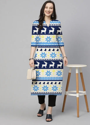 Christmas Muslim Women's Casual Fashionable And Comfortable Kurtta Dress Long Sleeved Straight Tube Casual Ethnic