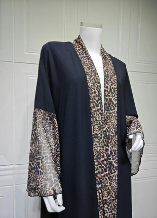 Eid Women Muslim Abaya Leopard Cardigan with Scarf Dress 2025 Vestidos Largos Caftan Robe Jalabiya Ramadan Morocco Dubai Kaftan