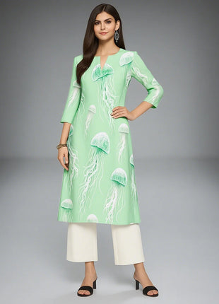 Muslim Dress Kurtta Women Fashionable And Elegant National Style Straight Tube Casual Round Neck Colorful Elephant Pattern Dress