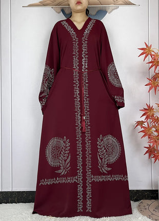 2024 Muslim Sets Women Party Dress Dubai Long Sleeve Diamonds Dashiki Islam Women Chiffon Comfort Fabric African Tradition Abaya