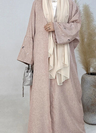 2025 Ramadan Khimar Abaya Saudi Arabia Turkey Islam Embroidery Moon Muslim Cardigan Dress Prayer Clothes Dresses For Women