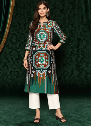 Muslim Dress Kurt Women's Fashionable And Elegant National style Straight Tube Casual Color Elephant Pattern Women Dress Abaya