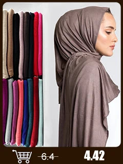 Hot Muslim Fashion Woman Soft Hijabs Scarf Shawl Plain Cotton Jersey Scarves Turban Women Long Shawls Head Wrap Headband Abaya