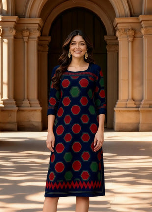 Muslim Peacock Kurtta Women Casual Fashion Dress National style Straight Tube Casual Ethnic Abito Donna Musulmana Turkish Abaya