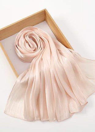 Newest Plain Shimmer Hijab Silk Wrinkle Scarf Muslim Woman Hijab Shawls Islam Woman Long Wraps Femme Headband Pure Turban