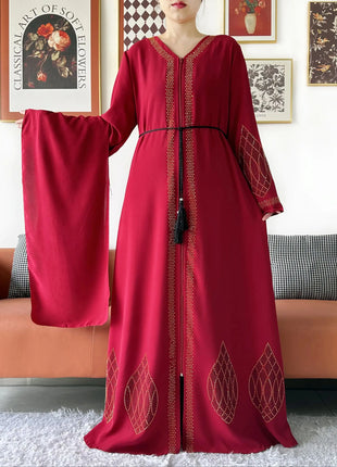 Elegant Women's Party Dress Chiffon Loose Open Zipper Abaya Muslim Islamic Clothing Cardigan Style for Special Occasions