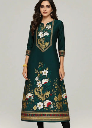 Dress Kurt Women's Fashionable And Elegant Long Sleeved Straight Tube Casual Round Neck Color Pattern Abaya Luxury