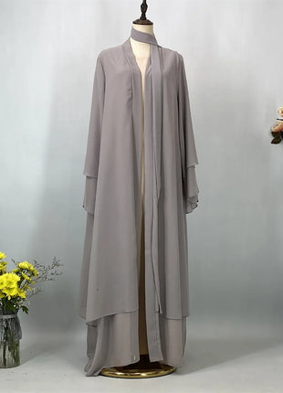 Ramadan Kebaya Chiffon Open Abaya For Women Muslim Dress Kaftan Islam Clothing Caftan Marocain Femme Modest Robe Dubai Kimono