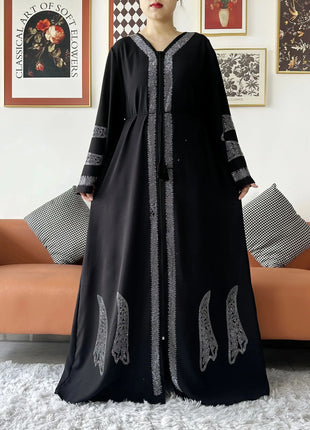 2024 Women Elegant Party Dress Chiffon Open Abaya Muslim Women Dress Islamic Clothing Cardigan Abaya Women Muslim Dress