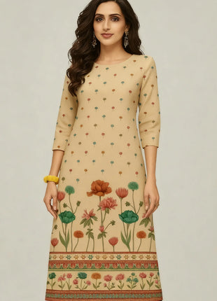 Muslim 2026 Dress Kurt Women's Fashionable And Elegant Slit hem Straight Tube Casual Flowers Pattern Robe Abito Donna Musulmana