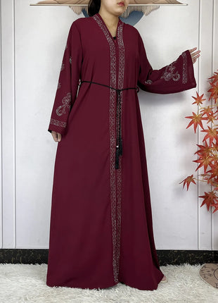 New Dubai Style Women Elegant Dress Long Sleeves Open Abaya Muslim Women Dress Islamic Clothing Casual Abaya Women Muslim Dress