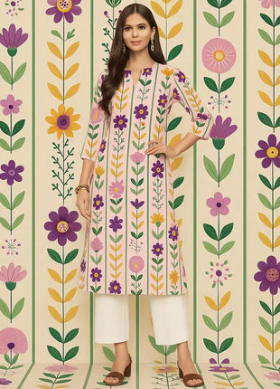 Muslim Kurtta Women Fashion Comfortable Dress Straight Tube Casual Ethnic Flower Vestidos Longos Moroccan Kaftan Dress
