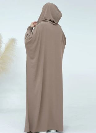 Women Tassel Abayas Muslim Ramadan Prayer Clothing With Hooded Jalaba Solid Casual Batwing Sleeve Arab Oriental Robe Eid Djellab