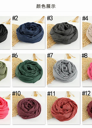 Muslim Cotton Linen Hijabs For Women Scarf Thin Plain Shawls Femme Musulman Soft Viscose Rayon Headscarf Islamic Turban Headband