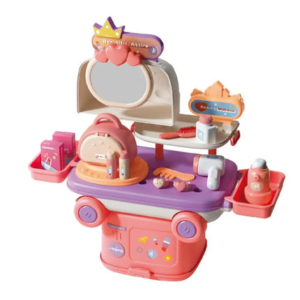 Kids Doctor Kitchen Makeup Toys for Girls Interactive Pretend Game Set Portable Foldable Storage Box Children Birthday Gifts