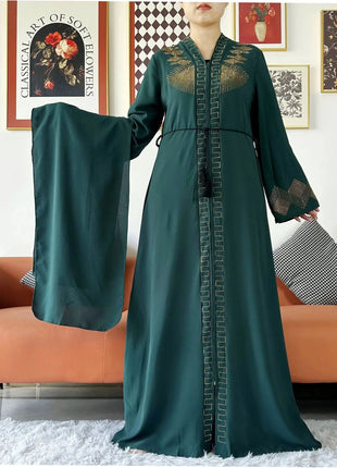 2024 Women Elegant Party Dress Chiffon Open Abaya Muslim Women Dress Islamic Clothing Cardigan Abaya Women Muslim Dress