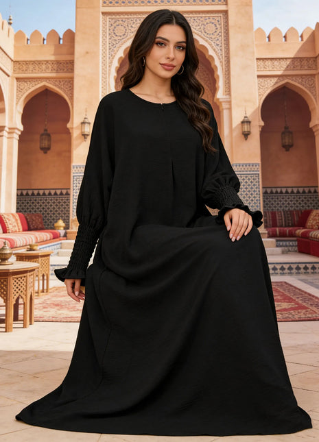 Minimalist Black Front-Zip Plain Abaya Maxi Dress Women Muslim Egyptian Kaftan Ramadan Jalabiya Islam Saudi Arabic Outfits 2025