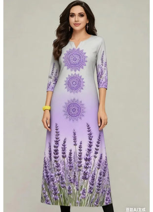 Dress Kurt Women's Fashionable And Elegant National Style Straight Tube Casual Round Neck Colorful Elephant Pattern Dress