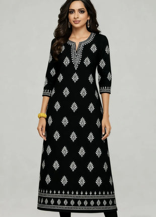 Muslim Black Dress Kurt Women's Fashionable Long Sleeved Straight Tube Casual Round Neck Elephant Pattern Islamic Women Clothing