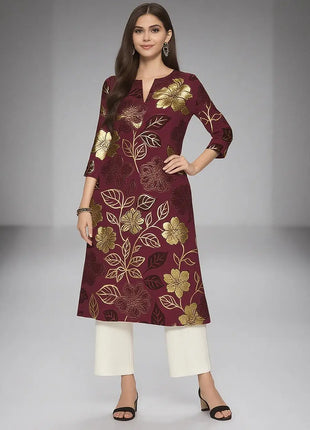Muslim Women's Kurt Casual Fashion Dress Straight Tube Casual Ethnic Flower Mandarin National Style Regular Size Design Sense